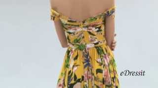 Off Shoulder Floral Dress Summer Printed Dress [upl. by Ahsekad]