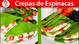 CREPAS DE ESPINACAS  Vicky Receta Facil [upl. by Eenattirb]