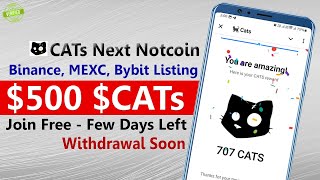 Next Notcoin Project 😱 CATS Airdrop Telegram Bot 500 CATs Token Instant Claim  Telegram Bot Loot [upl. by Nanyk]