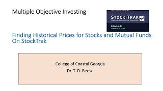 StockTrak finding historical prices for stocks and mutual funds [upl. by Marjorie]