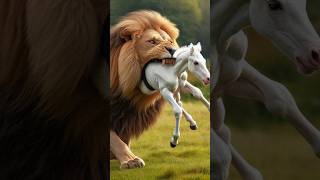 Lion attack on a baby horse 😭 lion horse babyanimals weakanimals helptheanimals rescueanimals [upl. by Tnerb876]