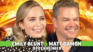 Oppenheimer Interview Matt Damon and Emily Blunt on Christopher Nolans Convenient Casting [upl. by Lucian279]