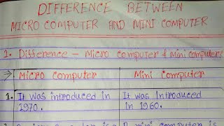 Difference between micro computer amp mini computer in hindimicro computer vs mini computermicromini [upl. by Ameg]