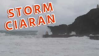 Storm Ciaran weather bomb batters Cornish Coast [upl. by Relyat]