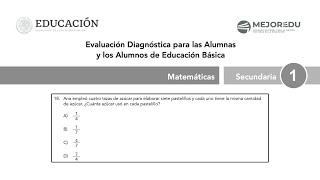 Examen diagnóstico primero secundaria 18 Ana empleó cuatro tazas de azúcar para elaborar [upl. by Elocon638]