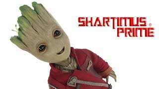 Hot Toys Baby Groot Life Size Guardians of the Galaxy Vol 2 Marvel Movie Action Figure Collectible [upl. by Akitnahs]