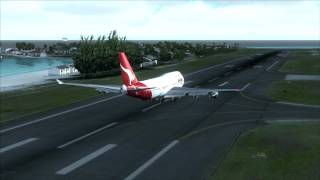 Qantas Boeing 747400 Take Off from St Maarten [upl. by Ashleigh]