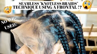 Knotless Box Braids Using A Frontal NO WIG  Thin Edges Friendly  Laurasia Andrea Natural Hair [upl. by Darrelle]