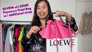 🌸Review LOEWE Mini Flamenco Petal bag with extra strap  initial use what fits mod shots [upl. by Hadeehsar153]