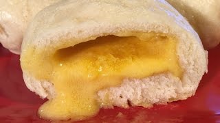 Sweet Egg Custard Steamed BunsBanh BaoAsian Food Recipes [upl. by Nehtan620]