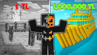 1TL VS 1000000TL TEKNE YAPI KAPIŞMASI  MİNECRAFT [upl. by Aisilef]