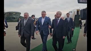 Robert Fico priletel do Baku na oficiálnu návštevu Azerbajdžanu [upl. by Acinehs]