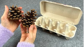 Look What I Made With Pine Cone And Egg Carton Recycle [upl. by Beitnes24]