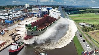 Ship Launch  10 Awesome Waves FAILS and CLOSE CALLS [upl. by Ilahsiav]