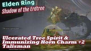 Poison Ulcerated Tree Spirit Easy Kill amp How to Get Immunizing Horn Charm 2 Talisman Elden Ring 4K [upl. by Eresed]