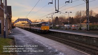 87002 amp 86101 on Intercitys quotThe Ayr Extensionquot sunset at Uddingston 130124 [upl. by Nikola]