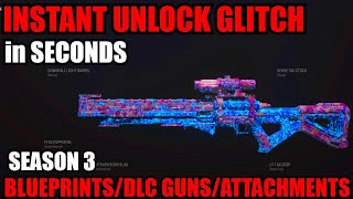 NEW INSTANT UNLOCK GLITCH MW3 in SECS BLUEPRINTSDLC GUNSMORE MW3 GLITCHES WARZONE GLITCH [upl. by Otho]