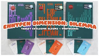 ✨ UNBOXING ENHYPEN DIMENSION  DILEMMA TARGET EXCLUSIVE ALBUMS  PHOTOCARDS  All Versions [upl. by Ahsyekat]