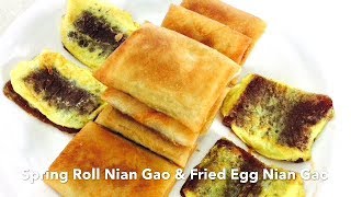 Fried Spring Roll Nian Gao amp Pan Fried Nian Gao with Eggs [upl. by Felicie]