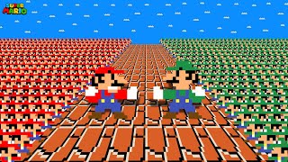 King Rabbit If 100 Tiny Mario vs 100 Tiny Luigi in Super Mario Bros [upl. by Waters]