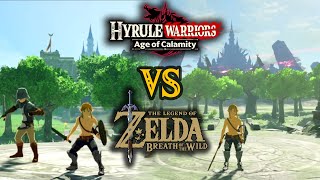 Synced COMPARISON Age of Calamity VS Breath of the Wild in Zelda Hyrule Warriors [upl. by Nawuq]