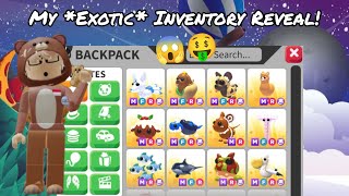 MY EXOTIC INVENTORY REVEAL IN ADOPT ME 😱🤑 so many megas  Special Giveaway 😍🔥 Adopt Me Roblox [upl. by Aeslahc557]