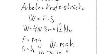 Att räkna med Arbete Energi och Effekt [upl. by Atikahc]