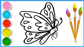 Butterfly easy drawing  painting coloring for kids toddlers  how to draw a butterfly 🦋 [upl. by Ardnuasal894]