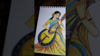 Maa Saraswati colour pencil drawing  colourpencildrawing painting drawing sketch art [upl. by Eusadnilem]