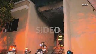 Apartment Fire Displaces Two Families wSOT [upl. by Eerahs]