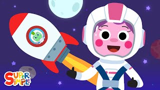 Were Going On A Rocket Ship  Kids Space Travel Song  Super Simple Songs [upl. by Nwahsem662]