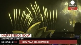 Happy New Year Fireworks over Sydney as 2014 comes to Australia recorded live feed [upl. by Kendry465]