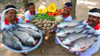 Bengali village style tomato potato Katla fish curry  fish curry cooking for village people [upl. by Philippine]