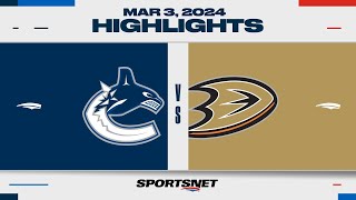 NHL Highlights  Canucks vs Ducks  March 3 2024 [upl. by Mora]