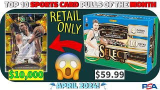 A 10000 PULL FROM A MEGA BOX 🤯  Top 10 RETAIL Sports Card Pulls of the Month April 2024 ☔ [upl. by Anidam348]