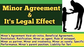 Capacity to Contract Minor Agreement under Indian Contract Act Legal position of minor in Contract [upl. by Dav336]