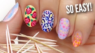 Nail Art For Beginners Using A TOOTHPICK [upl. by Nylla]