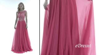 Sleeveless Beaded Bodice Coral Prom Dress [upl. by Jowett]