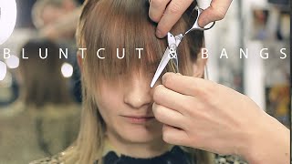 ✂️ BLUNT BOB HAIRCUT amp BANGS fast amp simple tutorial [upl. by Pentheam]