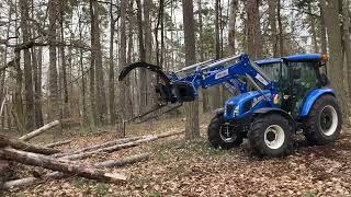 Fork  Grapple New Holland T4 75 S 4WD Workmaster in the Forest 2 [upl. by Cherye]