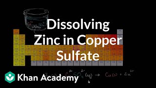 Redox reaction from dissolving zinc in copper sulfate  Chemistry  Khan Academy [upl. by Cy38]