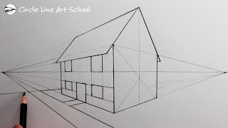 How to Draw a House using Two Point Perspective for Beginners [upl. by Zeiger]