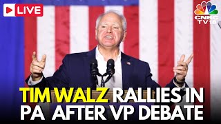 Tim Walz LIVE Walz Holds Rally in Pennsylvania with Fetterman After The Debate  Kamala HarrisN18G [upl. by Ellennad]