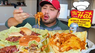 THE HAT MUKBANG Chili Cheese Fries Pastrami [upl. by Baer]