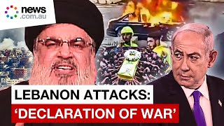 Hezbollah leader slams Israel calls Lebanon device attacks a “declaration of war” [upl. by Dominy]