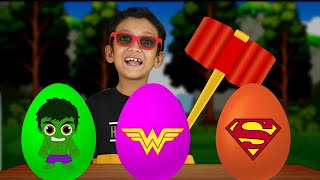 जादुई अंडे  Surprise eggs Superheroes  Hindi Rhymes for Kids  TigiBooBoo [upl. by Epps]