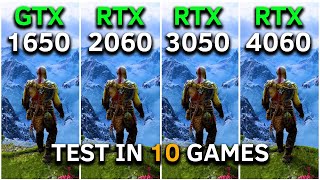 GTX 1650 vs RTX 2060 vs RTX 3050 vs RTX 4060  Test In 10 Games at 1080p [upl. by Ursas]