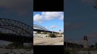 Burlington Skyway QEW and Burlington Canal Lift Bridge from Hamilton Beach Lake Ontario [upl. by Cirderf]