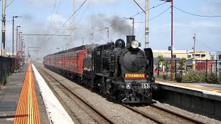 Steam returns to the Frankston line  SRVs Moorabbin Bayside Shuttles A2 986 amp K153 [upl. by Kotto]