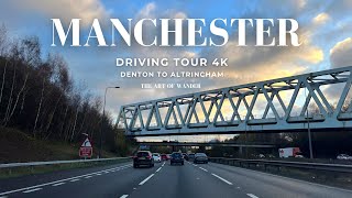 Motorway Driving Tour Manchester UK 4K  Denton to Altrincham Greater Manchester [upl. by Acinhoj]